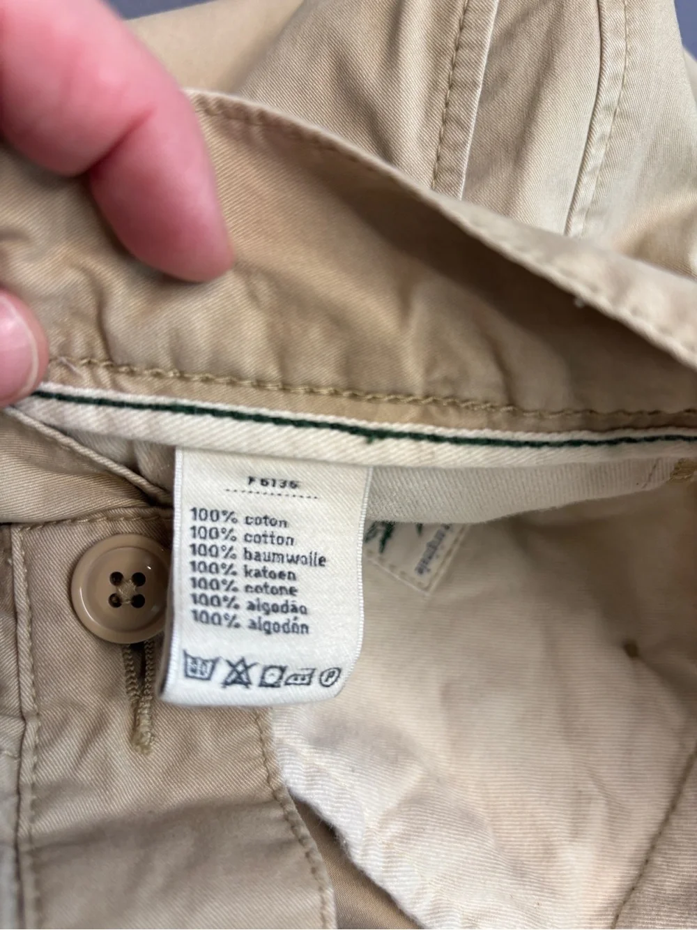 Lacoste Classic Fit Khaki Chino Pants Men's 36x32 Beige 100% Cotton Casual